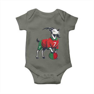 Number Seven Soccer GOAT Siuuuu Celebration Baby Onesie TS12 Military Green Print Your Wear