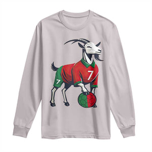 Number Seven Soccer GOAT Siuuuu Celebration Long Sleeve Shirt TS12 Ice Gray Print Your Wear