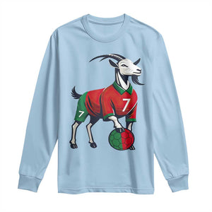 Number Seven Soccer GOAT Siuuuu Celebration Long Sleeve Shirt TS12 Light Blue Print Your Wear