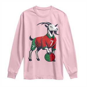 Number Seven Soccer GOAT Siuuuu Celebration Long Sleeve Shirt TS12 Light Pink Print Your Wear
