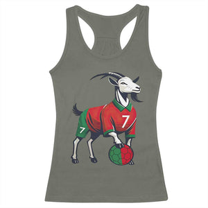 Number Seven Soccer GOAT Siuuuu Celebration Racerback Tank Top TS12 Military Green Print Your Wear