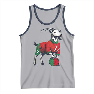 Number Seven Soccer GOAT Siuuuu Celebration Tank Top TS12 Athletic Heather Navy Print Your Wear
