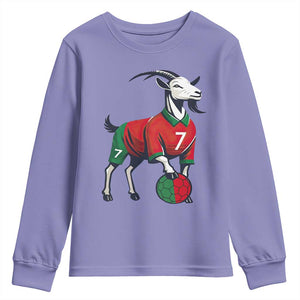 Number Seven Soccer GOAT Siuuuu Celebration Youth Sweatshirt TS12 Violet Print Your Wear