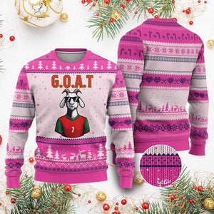 Siuuuu Goat Soccer Celebration Ugly Christmas Sweater Gift For Fans TS12 Hot Pink Print Your Wear