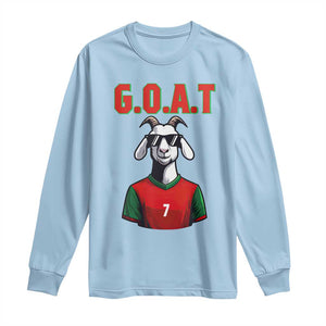 Siuuuu Goat Soccer Celebration Long Sleeve Shirt Gift For Fans TS12 Light Blue Print Your Wear