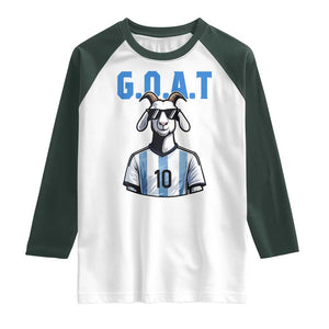 The Goat Of Soccer Number Ten Raglan Shirt Gift For Fans TS12 White Dark Forest Green Print Your Wear