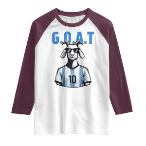 The Goat Of Soccer Number Ten Raglan Shirt Gift For Fans TS12 White Maroon Print Your Wear