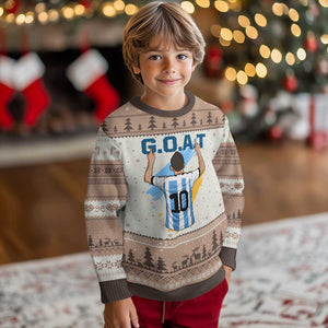Legendary Number 10 Ugly Christmas Sweater Goat Of Soccer Gift For Fans TS12 Mocha Mousse Print Your Wear