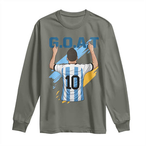 Legendary Number 10 Long Sleeve Shirt Goat Of Soccer Gift For Fans TS12 Military Green Print Your Wear