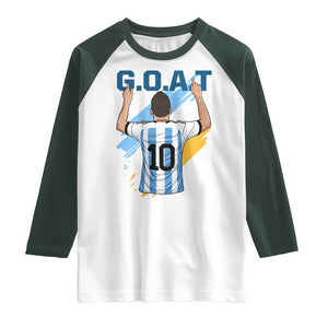 Legendary Number 10 Raglan Shirt Goat Of Soccer Gift For Fans TS12 White Dark Forest Green Print Your Wear