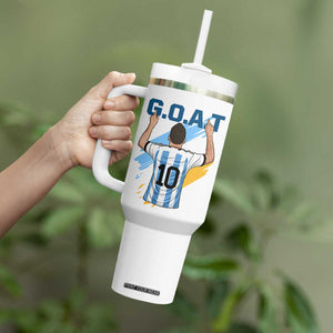 Legendary Number 10 Tumbler With Handle Goat Of Soccer Gift For Fans TS12 Print Your Wear