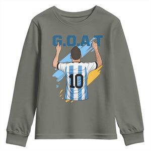 Legendary Number 10 Youth Sweatshirt Goat Of Soccer Gift For Fans TS12 Military Green Print Your Wear