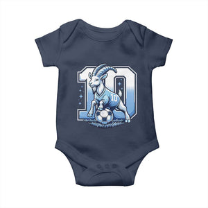 Number Ten The Goat Of Football Fans Baby Onesie Soccer Lover Gift TS12 Navy Print Your Wear