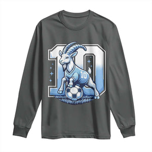 Number Ten The Goat Of Football Fans Long Sleeve Shirt Soccer Lover Gift TS12 Dark Heather Print Your Wear