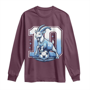 Number Ten The Goat Of Football Fans Long Sleeve Shirt Soccer Lover Gift TS12 Maroon Print Your Wear