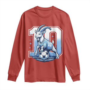Number Ten The Goat Of Football Fans Long Sleeve Shirt Soccer Lover Gift TS12 Red Print Your Wear
