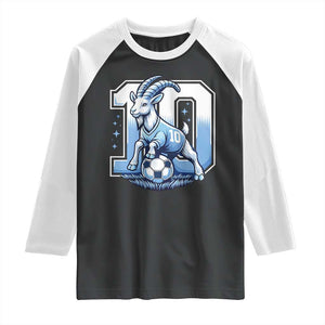 Number Ten The Goat Of Football Fans Raglan Shirt Soccer Lover Gift TS12 Black White Print Your Wear