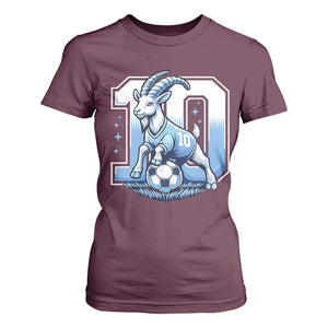 Number Ten The Goat Of Football Fans T Shirt For Women Soccer Lover Gift TS12 Maroon Print Your Wear
