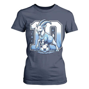 Number Ten The Goat Of Football Fans T Shirt For Women Soccer Lover Gift TS12 Navy Print Your Wear