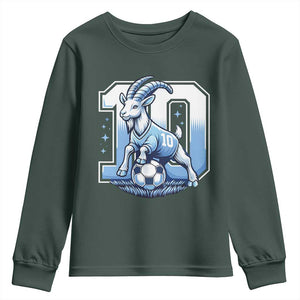Number Ten The Goat Of Football Fans Youth Sweatshirt Soccer Lover Gift TS12 Dark Forest Green Print Your Wear