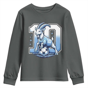 Number Ten The Goat Of Football Fans Youth Sweatshirt Soccer Lover Gift TS12 Dark Heather Print Your Wear