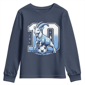 Number Ten The Goat Of Football Fans Youth Sweatshirt Soccer Lover Gift TS12 Navy Print Your Wear