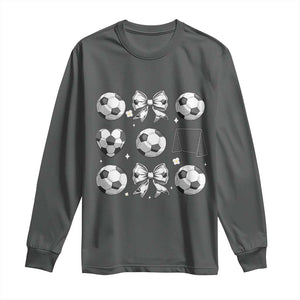 Game Day Coquette Aesthetic Long Sleeve Shirt Soccer Mom Gifts TS12 Dark Heather Print Your Wear