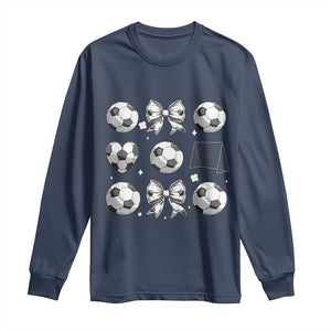 Game Day Coquette Aesthetic Long Sleeve Shirt Soccer Mom Gifts TS12 Navy Print Your Wear