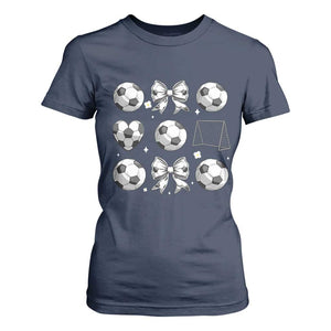 Game Day Coquette Aesthetic T Shirt For Women Soccer Mom Gifts TS12 Navy Print Your Wear
