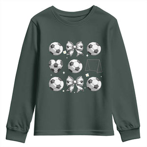 Game Day Coquette Aesthetic Youth Sweatshirt Soccer Mom Gifts TS12 Dark Forest Green Print Your Wear