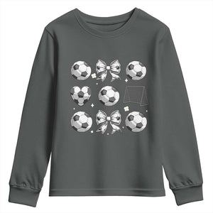 Game Day Coquette Aesthetic Youth Sweatshirt Soccer Mom Gifts TS12 Dark Heather Print Your Wear
