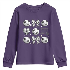 Game Day Coquette Aesthetic Youth Sweatshirt Soccer Mom Gifts TS12 Purple Print Your Wear