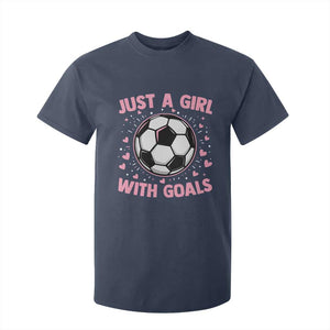 Just A Girl With Goals T Shirt For Kid Soccer Player Girl TS12 Navy Print Your Wear