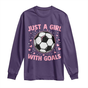Just A Girl With Goals Long Sleeve Shirt Soccer Player Girl TS12 Purple Print Your Wear