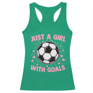 Just A Girl With Goals Racerback Tank Top Soccer Player Girl TS12 Irish Green Print Your Wear