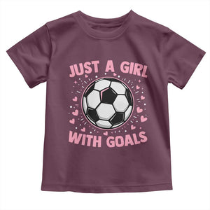 Just A Girl With Goals Toddler T Shirt Soccer Player Girl TS12 Maroon Print Your Wear