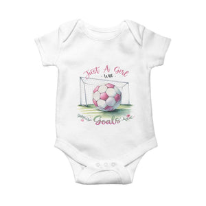 Just A Girl With Goals Baby Onesie Soccer Gift For Her TS12 White Print Your Wear