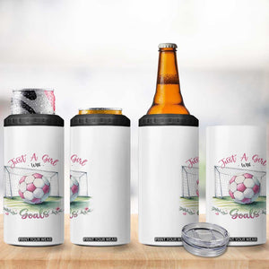 Just A Girl With Goals 4 in 1 Can Cooler Tumbler Soccer Gift For Her TS12 Print Your Wear