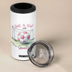 Just A Girl With Goals 4 in 1 Can Cooler Tumbler Soccer Gift For Her TS12 Print Your Wear