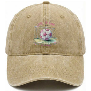 Just A Girl With Goals Washed Cotton Baseball Cap Soccer Gift For Her TS12 Print Your Wear