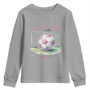 Just A Girl With Goals Youth Sweatshirt Soccer Gift For Her TS12 Sport Gray Print Your Wear