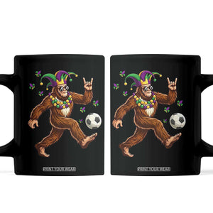 Funny Mardi Gras Bigfoot Playing Soccer Coffee Mug Football Fan Gift TS12 Black Print Your Wear