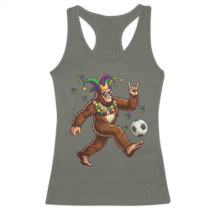 Funny Mardi Gras Bigfoot Playing Soccer Racerback Tank Top Football Fan Gift TS12 Military Green Print Your Wear