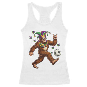 Funny Mardi Gras Bigfoot Playing Soccer Racerback Tank Top Football Fan Gift TS12 White Print Your Wear