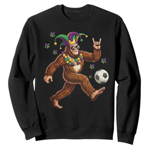 Funny Mardi Gras Bigfoot Playing Soccer Sweatshirt Football Fan Gift TS12 Black Print Your Wear