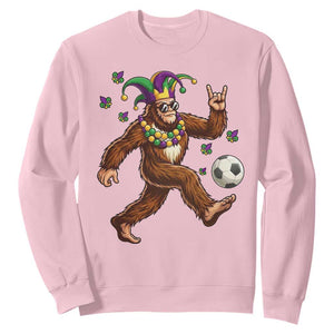 Funny Mardi Gras Bigfoot Playing Soccer Sweatshirt Football Fan Gift TS12 Light Pink Print Your Wear