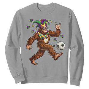 Funny Mardi Gras Bigfoot Playing Soccer Sweatshirt Football Fan Gift TS12 Sport Gray Print Your Wear