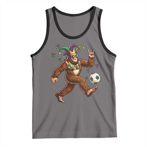 Funny Mardi Gras Bigfoot Playing Soccer Tank Top Football Fan Gift TS12 Deep Heather Black Print Your Wear