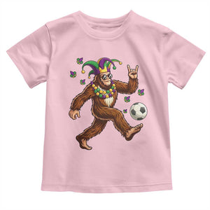 Funny Mardi Gras Bigfoot Playing Soccer Toddler T Shirt Football Fan Gift TS12 Light Pink Print Your Wear