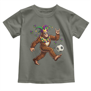 Funny Mardi Gras Bigfoot Playing Soccer Toddler T Shirt Football Fan Gift TS12 Military Green Print Your Wear